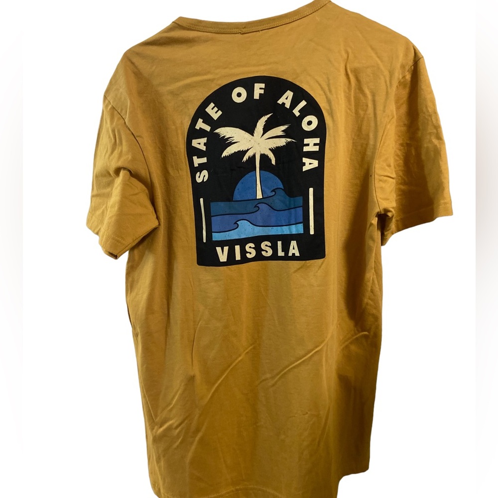 Nice VISSLA State of Aloha Hawaii Mustard Yellow Surf Men’s M T-Shirt MINTY